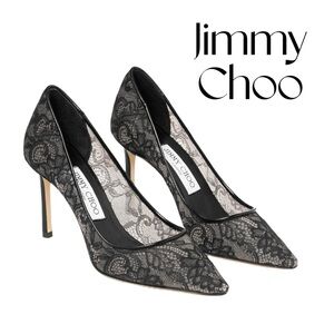 Jimmy Choo Black Lace Pumps Women's Heels Romy 85 NWT Sz US 8